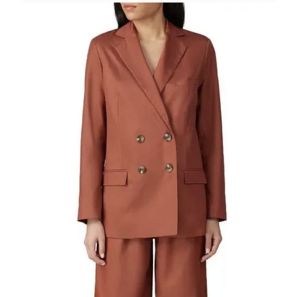 Sweet Baby Jamie‎ Blazer Women XS Orange Double Breasted Cotton Professional